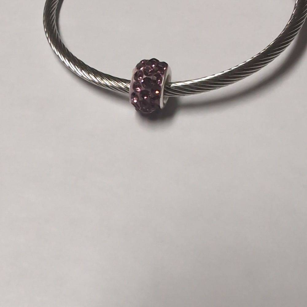 Purple Rhinestones Charm for Pandora Style‎ Bracelet